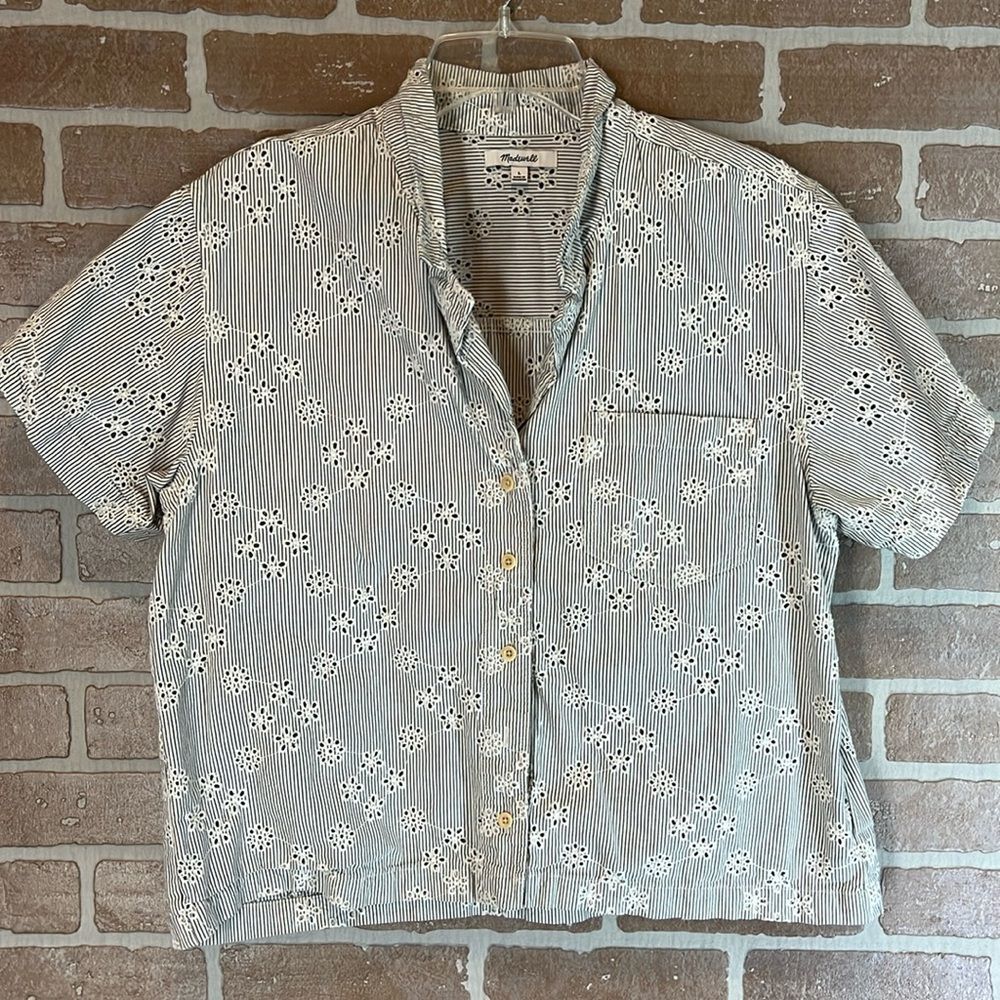 MADEWELL Eyelet Piedmont Camp Shirt Size Large $79